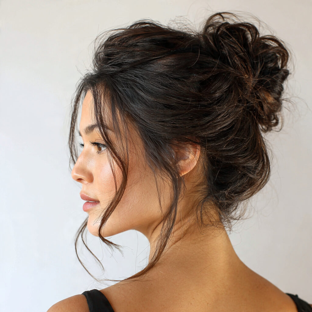 slick back messy bun for women