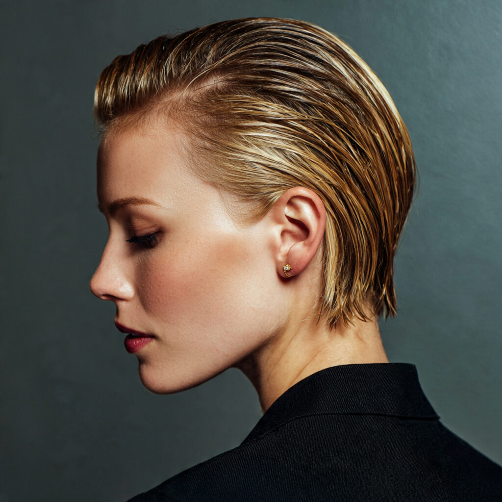 slick back side part for women