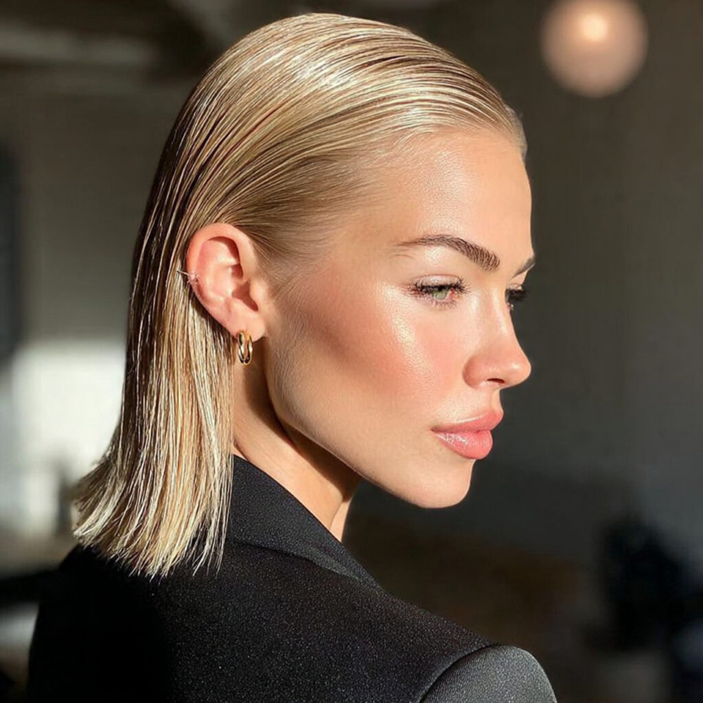 slick back straight hair for women