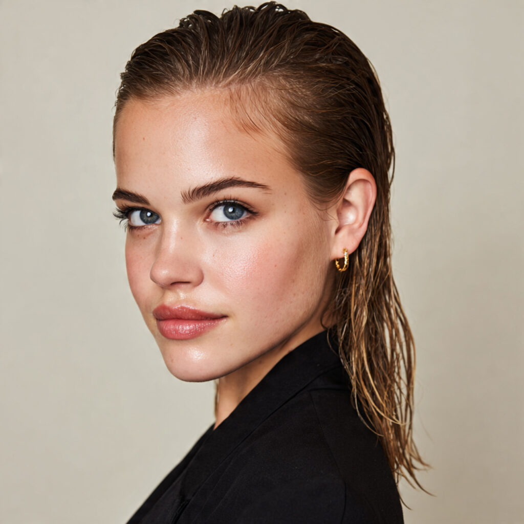 slick back wet look hair for women