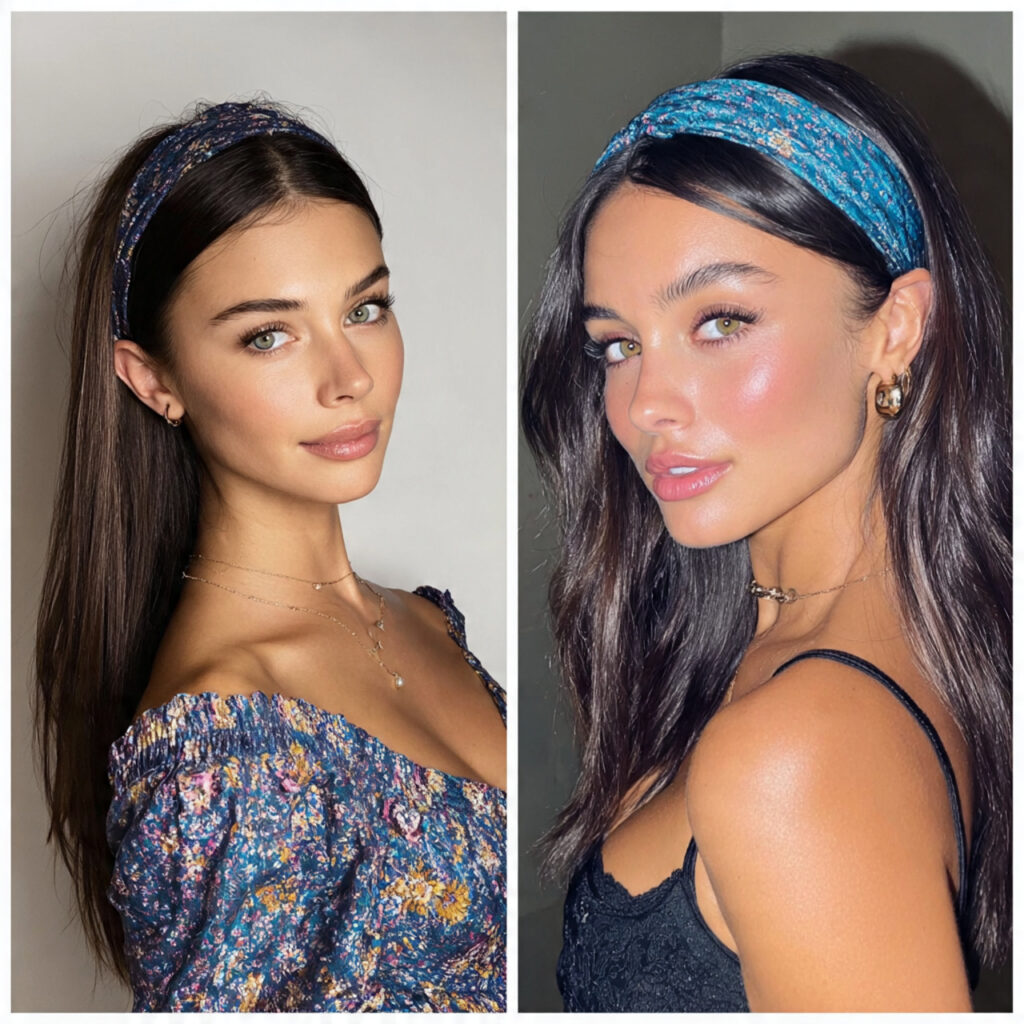 straight hair with a headband