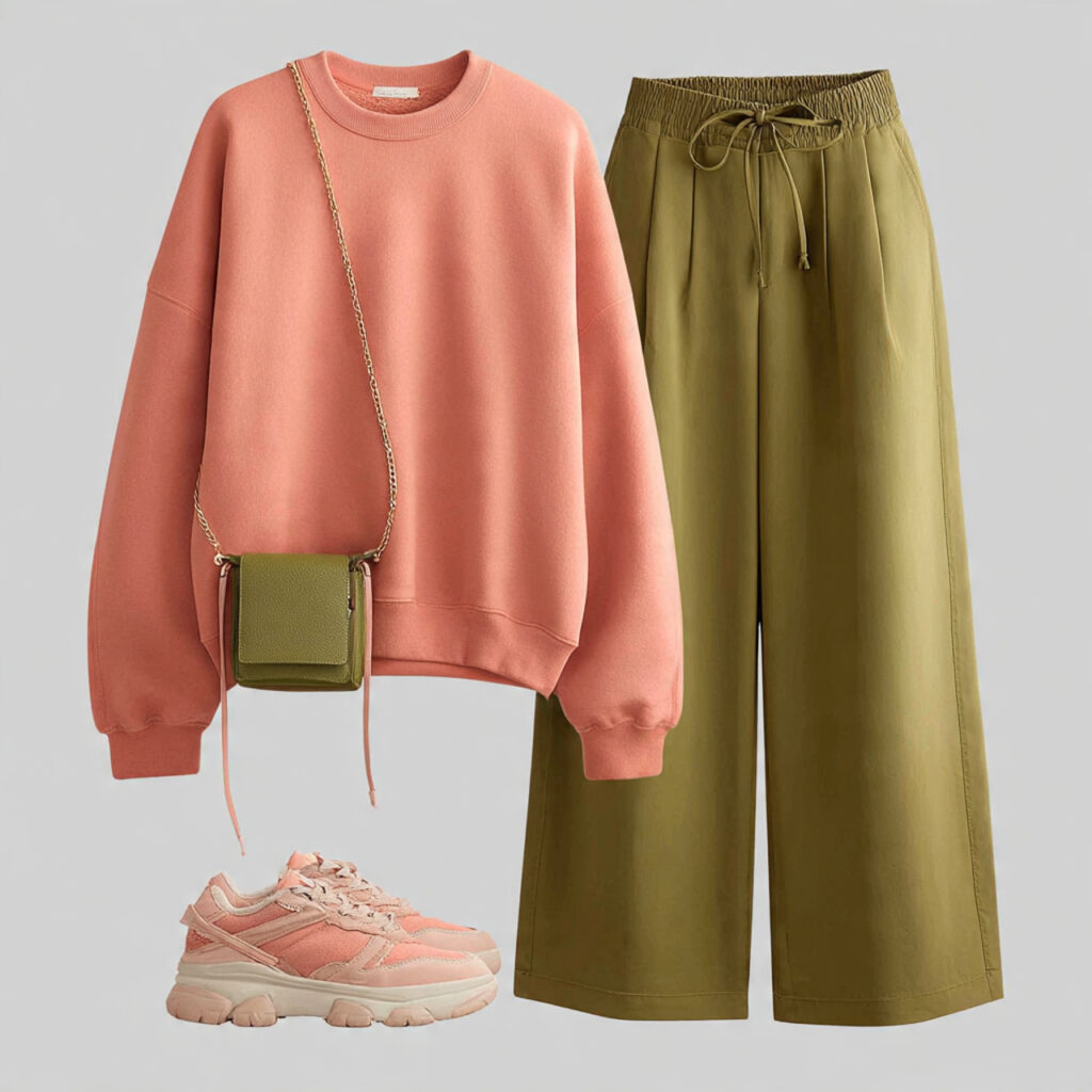 14 Outfit Ideas for School That Make Getting Dressed at 7 AM Way Easier (and Actually Stylish) 10 sweatshirt wide leg pants for school outfits