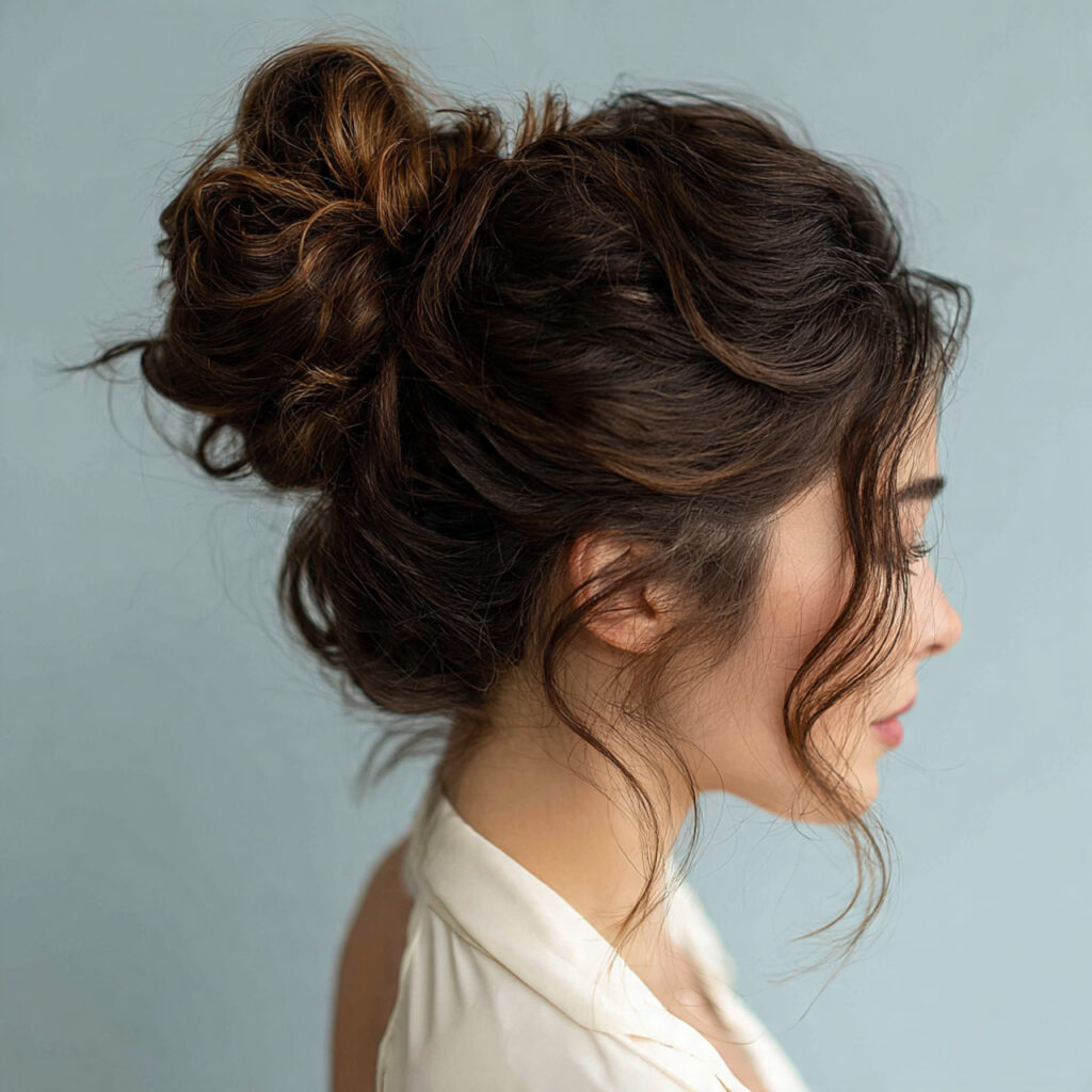 textured bun with hairstyles