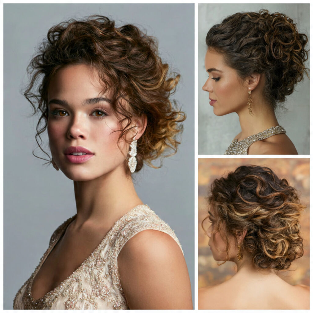 14 Updo Hairstyles Ideas That Instantly Make You Look Put-Together (Even on Lazy Hair Days) 14 textured curly updo hairstyles