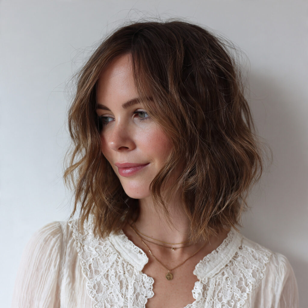 textured wavy lob