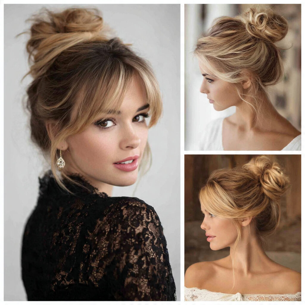 the classic messy bun with bun hairstyles ideas