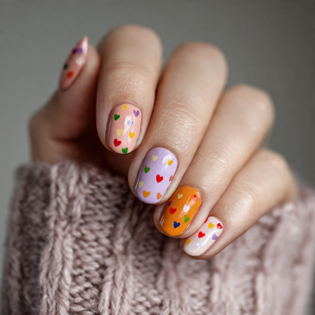 tiny heart accent nails