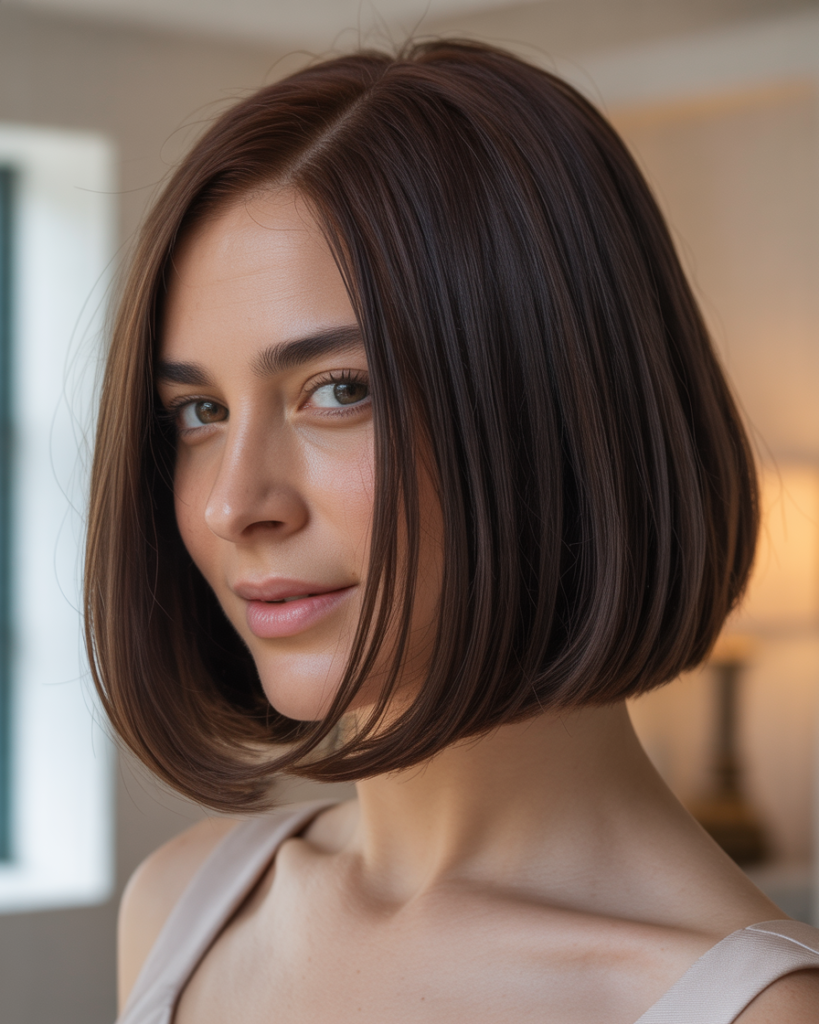 Bold Dark Brown Bob Short & Sweet