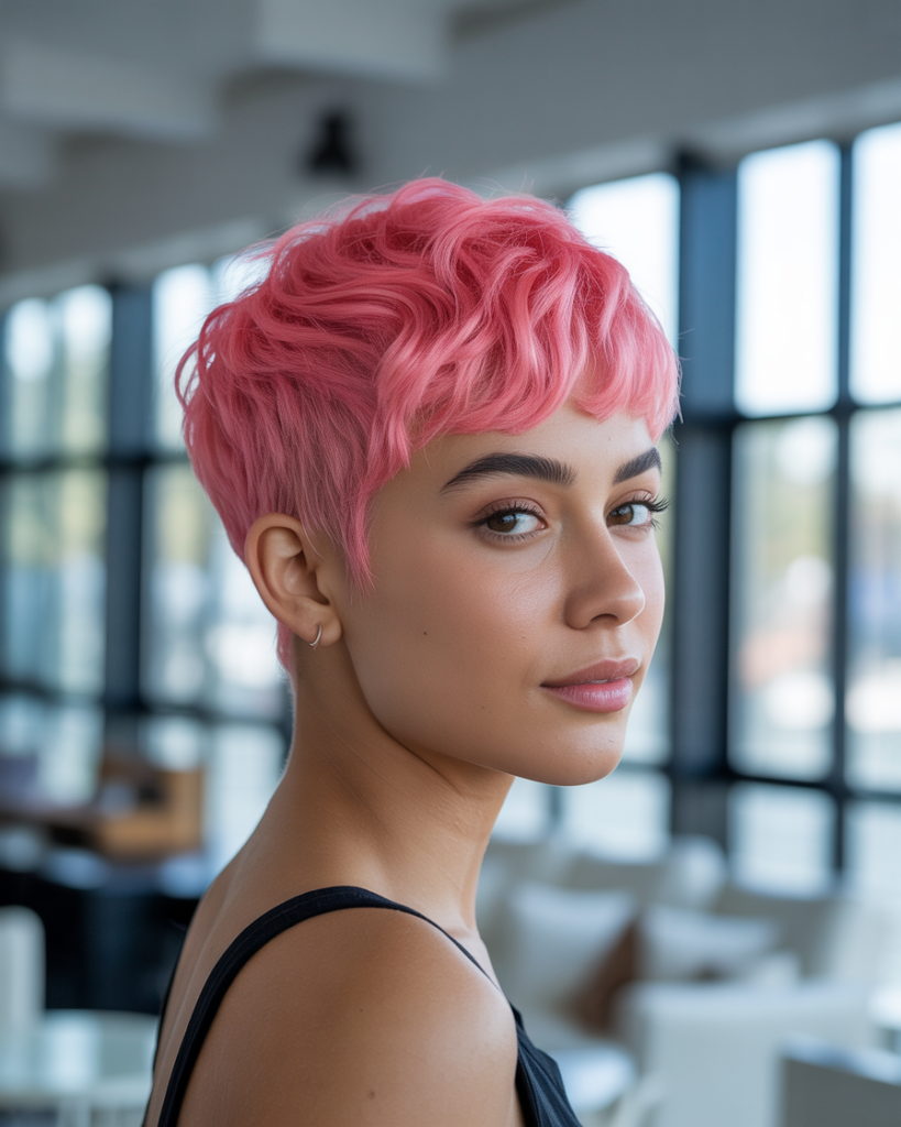 Bubblegum Pink Pixie Cut