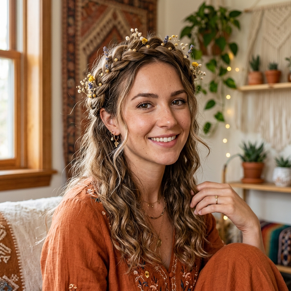Crowned Braid + Loose Waves