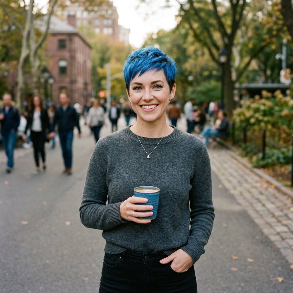 Electric Blue Pixie Cut