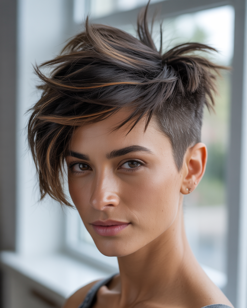 Faux Hawk with Dark Brown Streaks