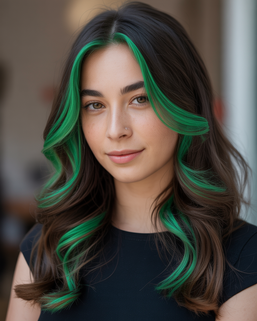 13 Peekaboo Hair Color Ideas That Secretly Transform Your Hair (And Yes, They’re That Cool) 10 Green Peekaboo Hair Color