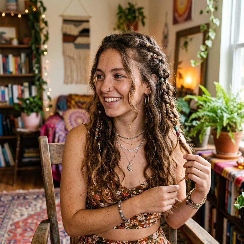 Half-Up, Half-Down with Twists