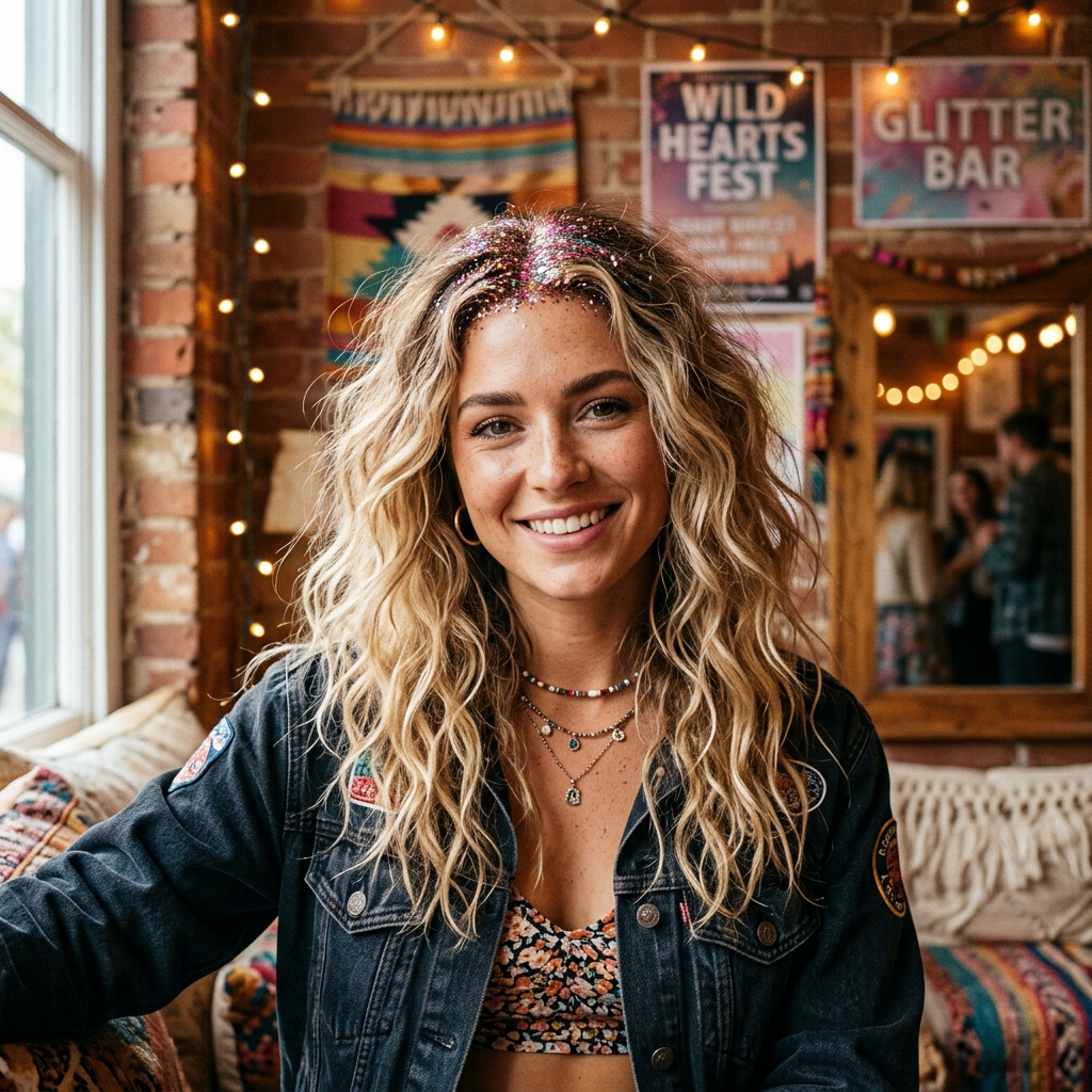Messy Beach Waves + Glitter Roots