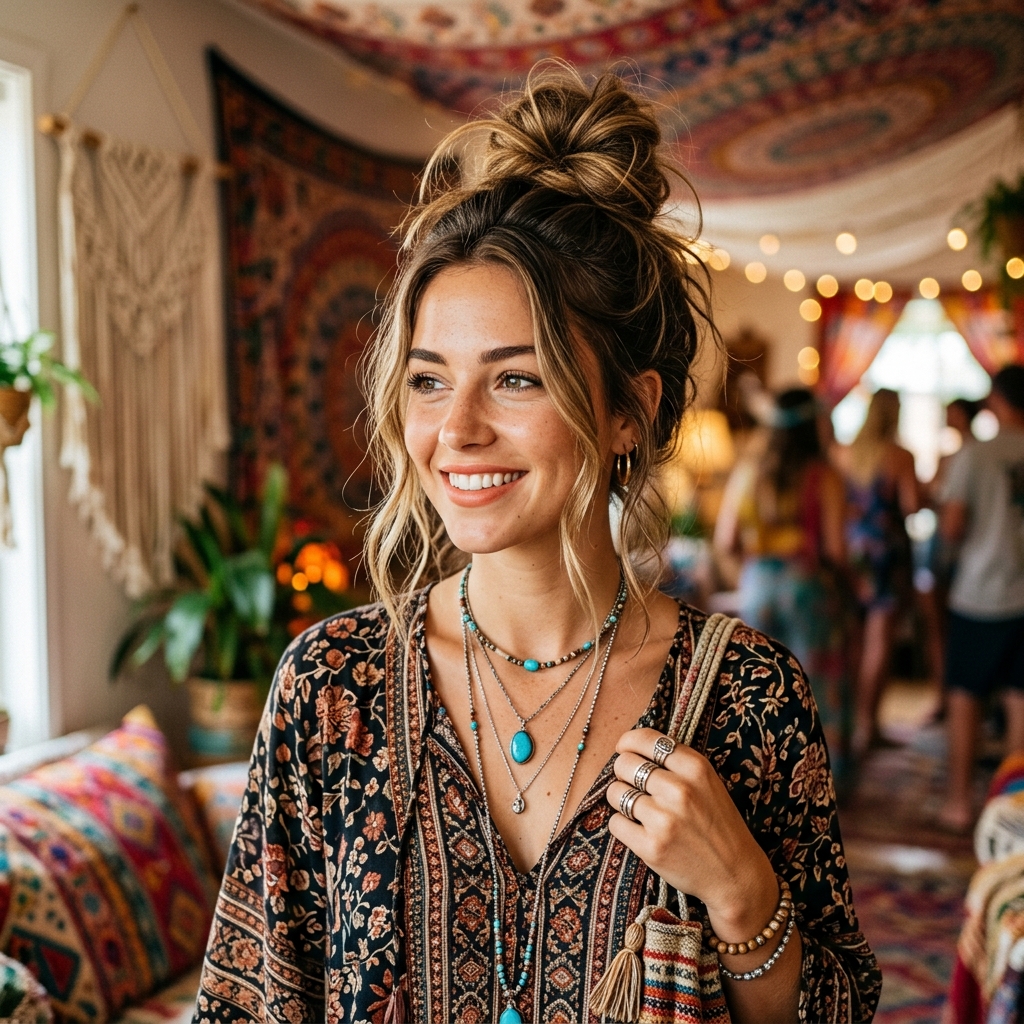 Messy Top Knot + Face-Framing Strands