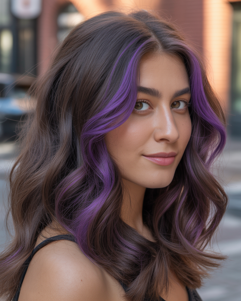 13 Peekaboo Hair Color Ideas That Secretly Transform Your Hair (And Yes, They’re That Cool) 4 Purple Peekaboo Hair Color