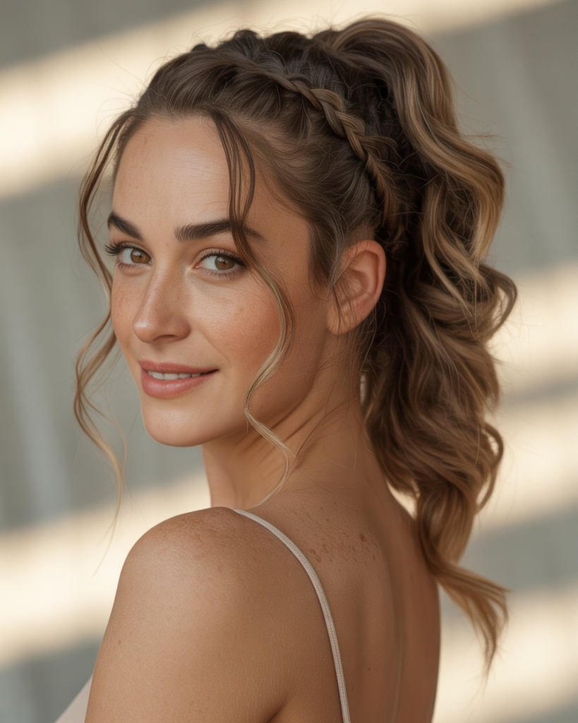 Side Braid with High Ponytail