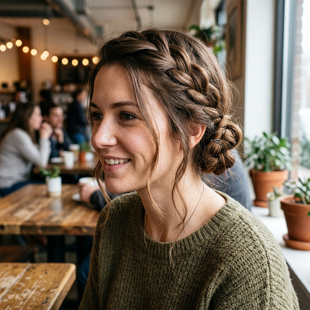 Side Braid with Twist and Pin