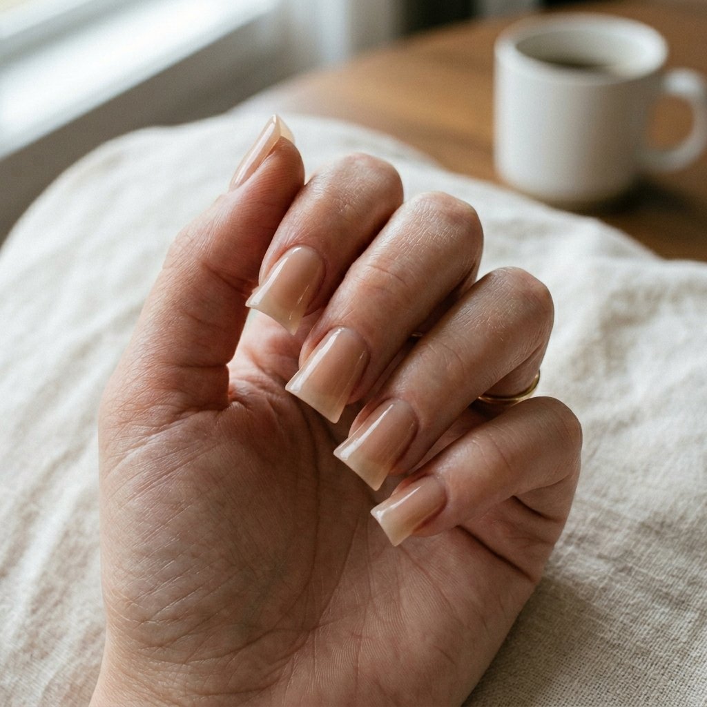 17 Short Duck Nail Ideas That'll Make You Ditch Your Old Nail Look Forever 9 Barely There Nude Duck Nails
