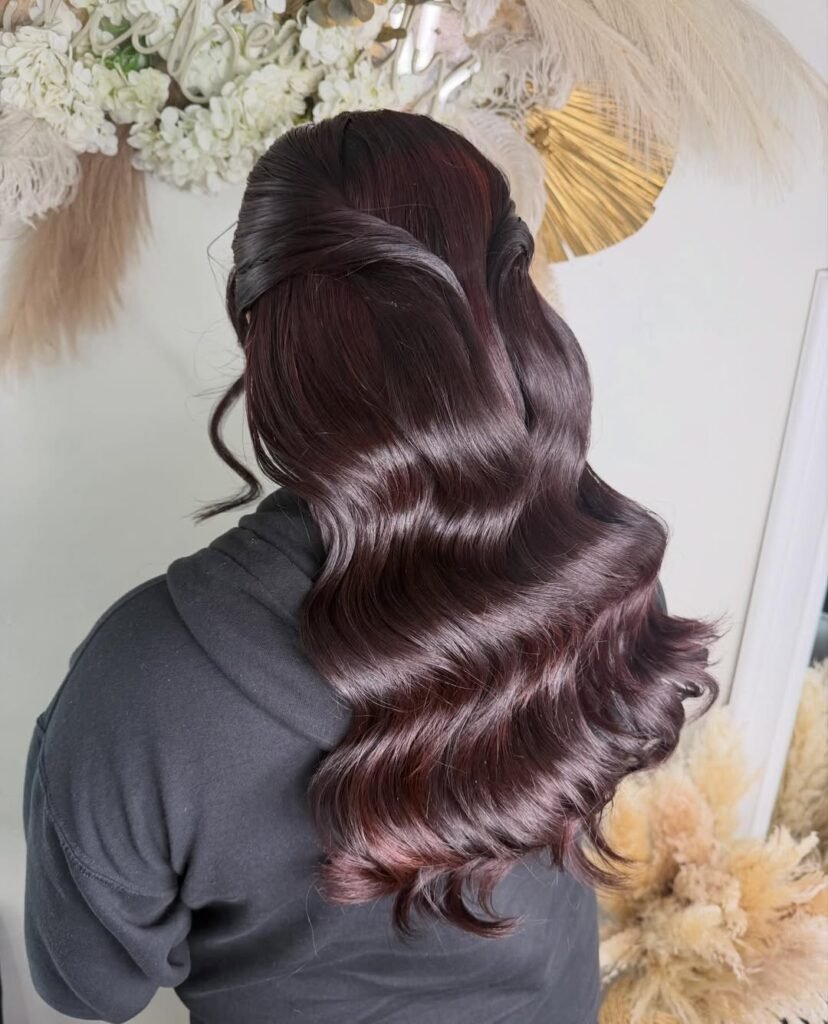 16 Stunning Black Cherry Hair Color Ideas to Try Right Now 15 Black Cherry Hair with Soft Waves