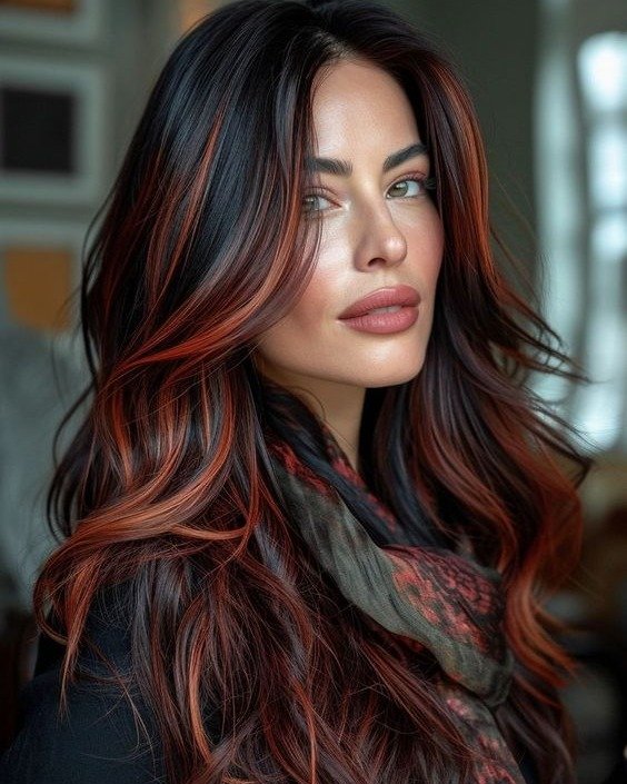 Black Cherry and Caramel Balayage