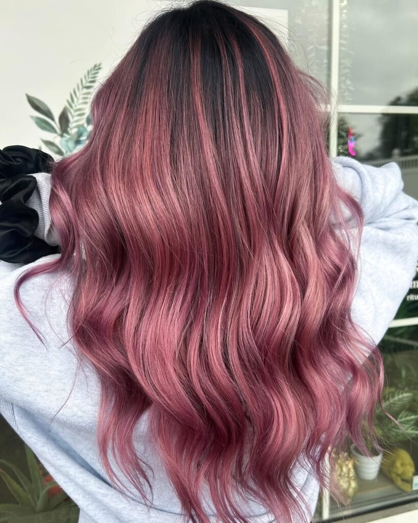 16 Stunning Black Cherry Hair Color Ideas to Try Right Now 13 Black Cherry with Rose Gold Undertones