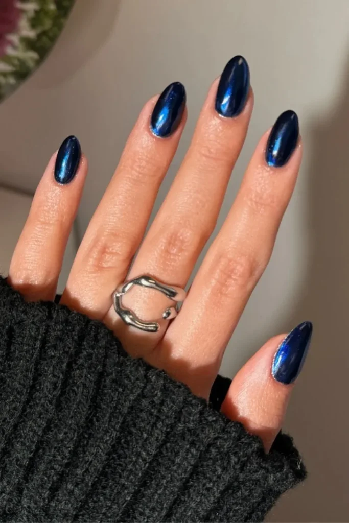 Blue Chrome Nails