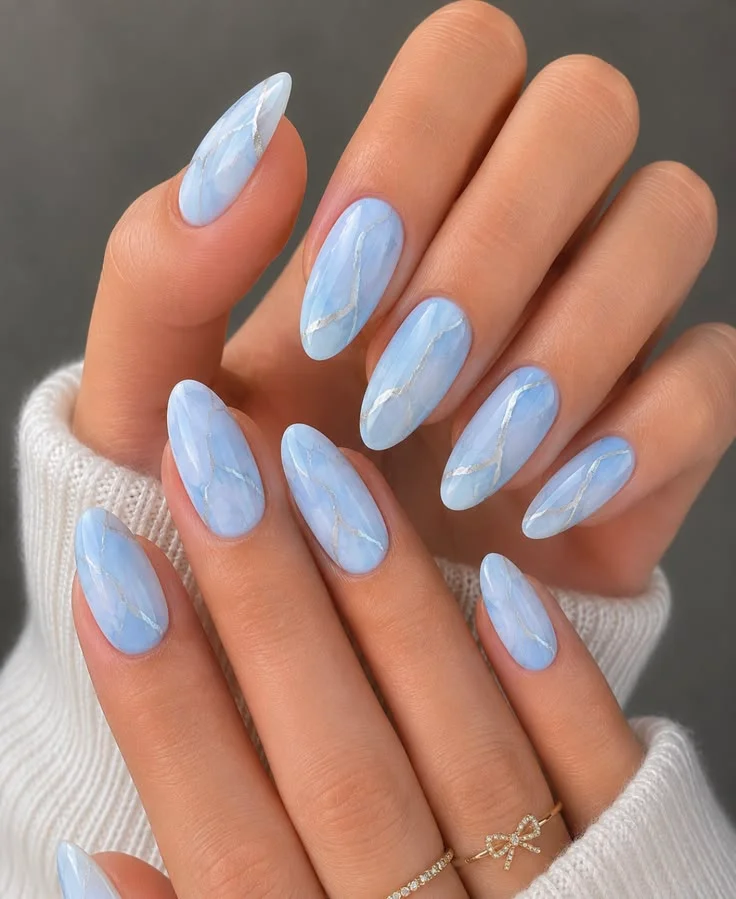 Blue Marble Nails