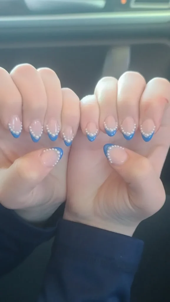 Blue Tips with White Pearl Details