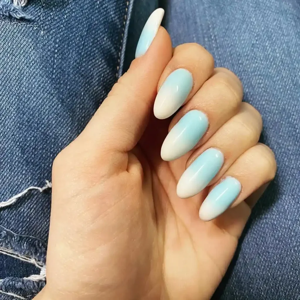Blue and White Ombre Nails