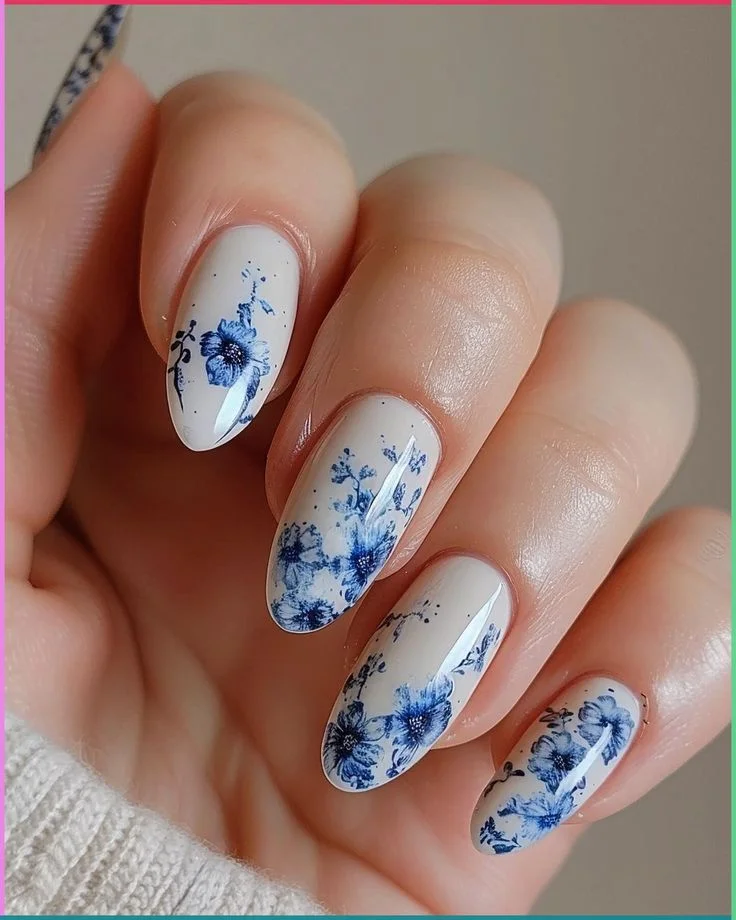 Blue and White Porcelain Nails