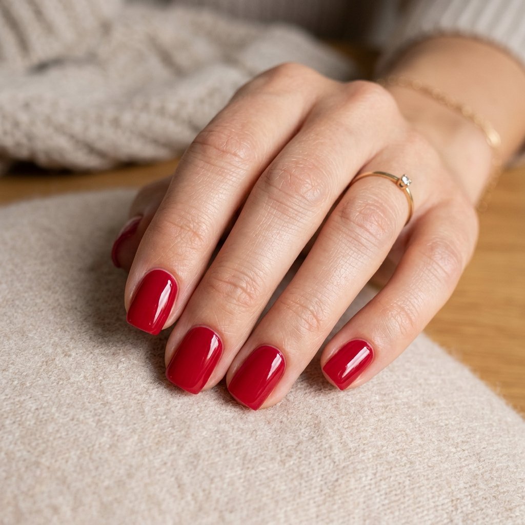 19 Short Natural Nails That Prove Less Is Actually More (And Way More Chic) 6 Cherry Red Squared nails