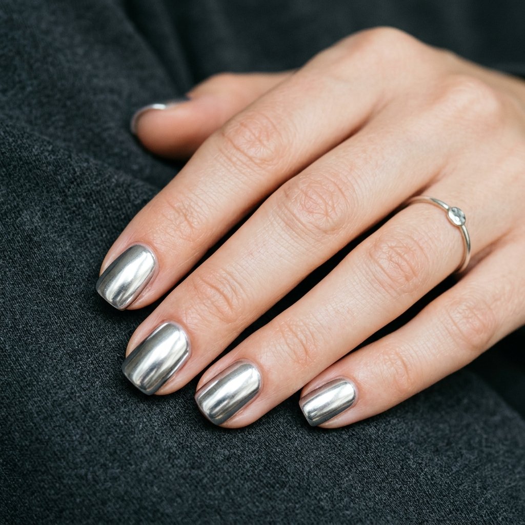 19 Short Natural Nails That Prove Less Is Actually More (And Way More Chic) 20 Chrome Silver Futuristic nails