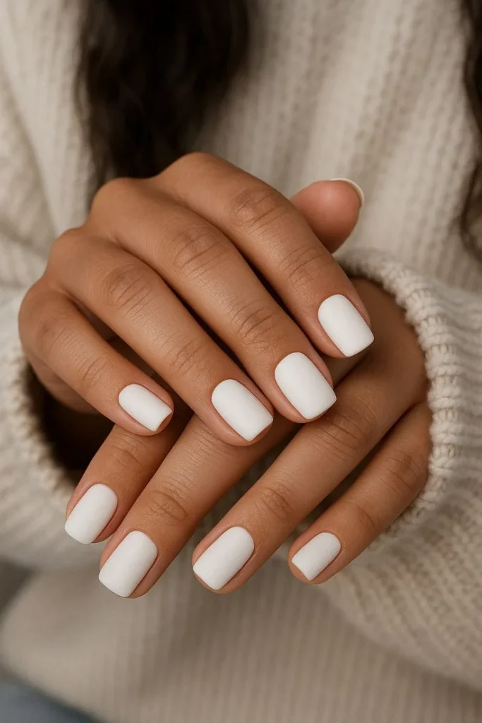 Classic Glossy White Short Nails
