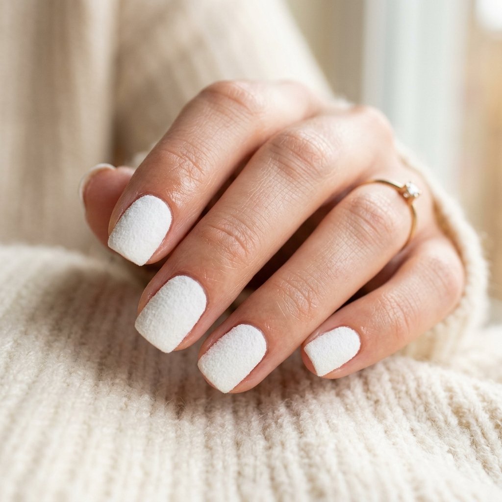17 Short Duck Nail Ideas That'll Make You Ditch Your Old Nail Look Forever 3 Cloud White with Fluffy Texture nails