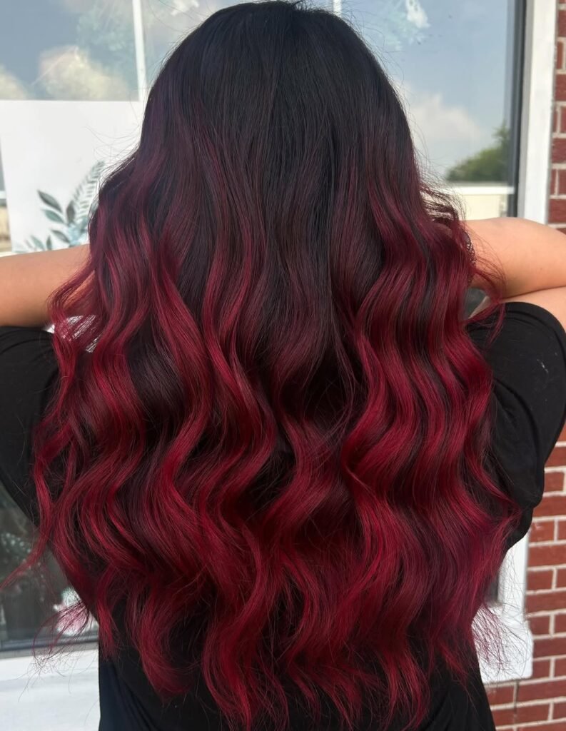 16 Stunning Black Cherry Hair Color Ideas to Try Right Now 8 Deep Black Cherry with Red Ombre