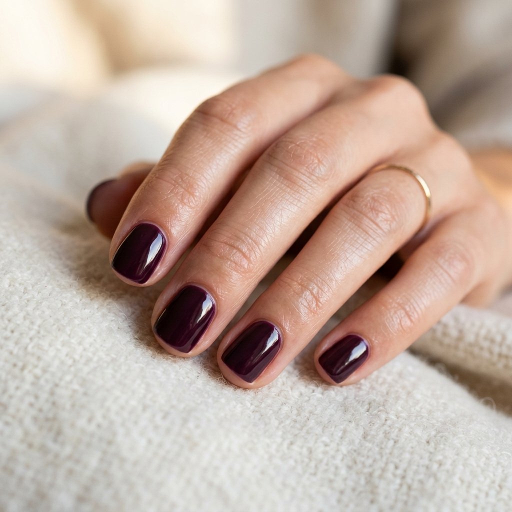 19 Short Natural Nails That Prove Less Is Actually More (And Way More Chic) 15 Deep Plum Richness