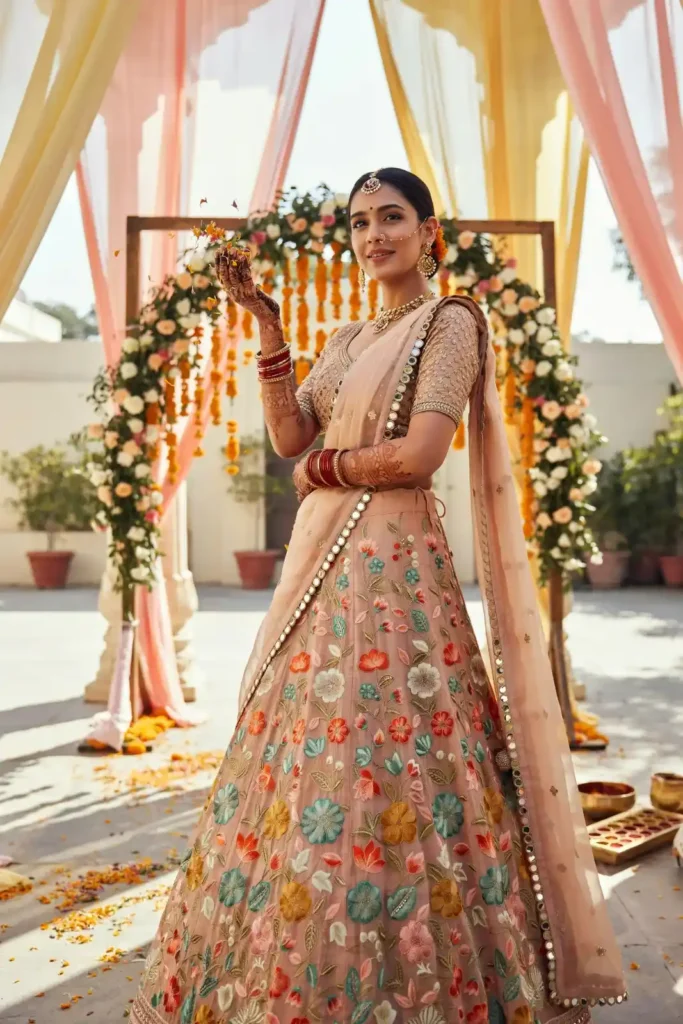Floral Lehenga for Day Mehndi