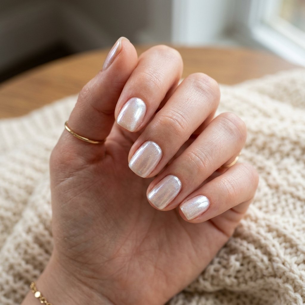 19 Short Natural Nails That Prove Less Is Actually More (And Way More Chic) 10 Glazed Donut Shimmer nails