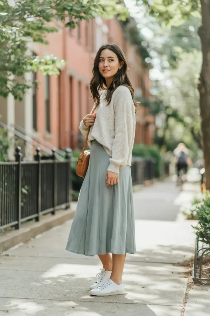 16 Comfy Outfit Ideas That Look Cute, Chic, and Effortlessly Put-Together 6 Maxi Skirt Slouchy Sweater