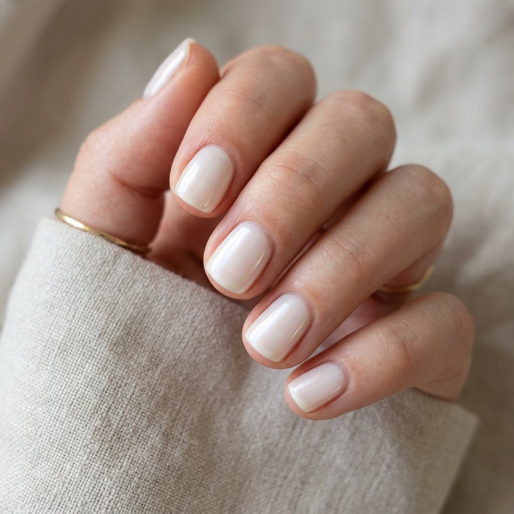 17 Very Short Nails That Prove Tiny Tips Are Totally Having a Moment 6 Milky White Glazed nails