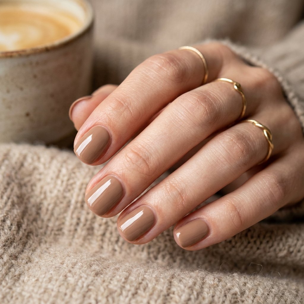 19 Short Natural Nails That Prove Less Is Actually More (And Way More Chic) 8 Mocha Latte Nails