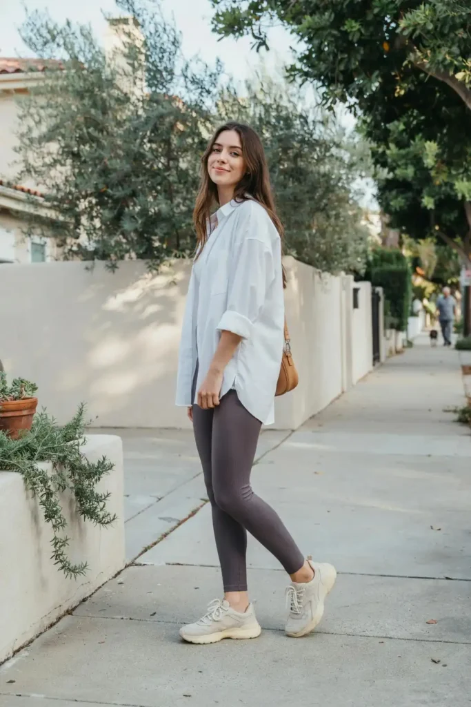 15 Casual Outfit Ideas That Look Effortless, Stylish, and Totally Wearable Tomorrow 3 Oversized Button Down Leggings