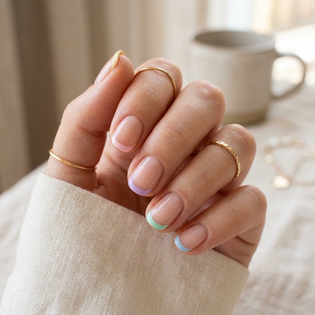 15 Short Nail Art Ideas That Prove Tiny Nails Can Steal the Whole Show 3 Pastel French Tips nails