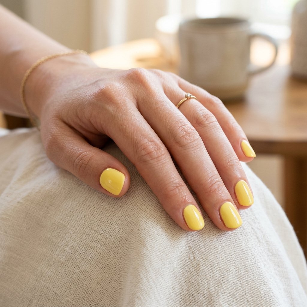 19 Short Natural Nails That Prove Less Is Actually More (And Way More Chic) 13 Pastel Yellow Sunshine nails