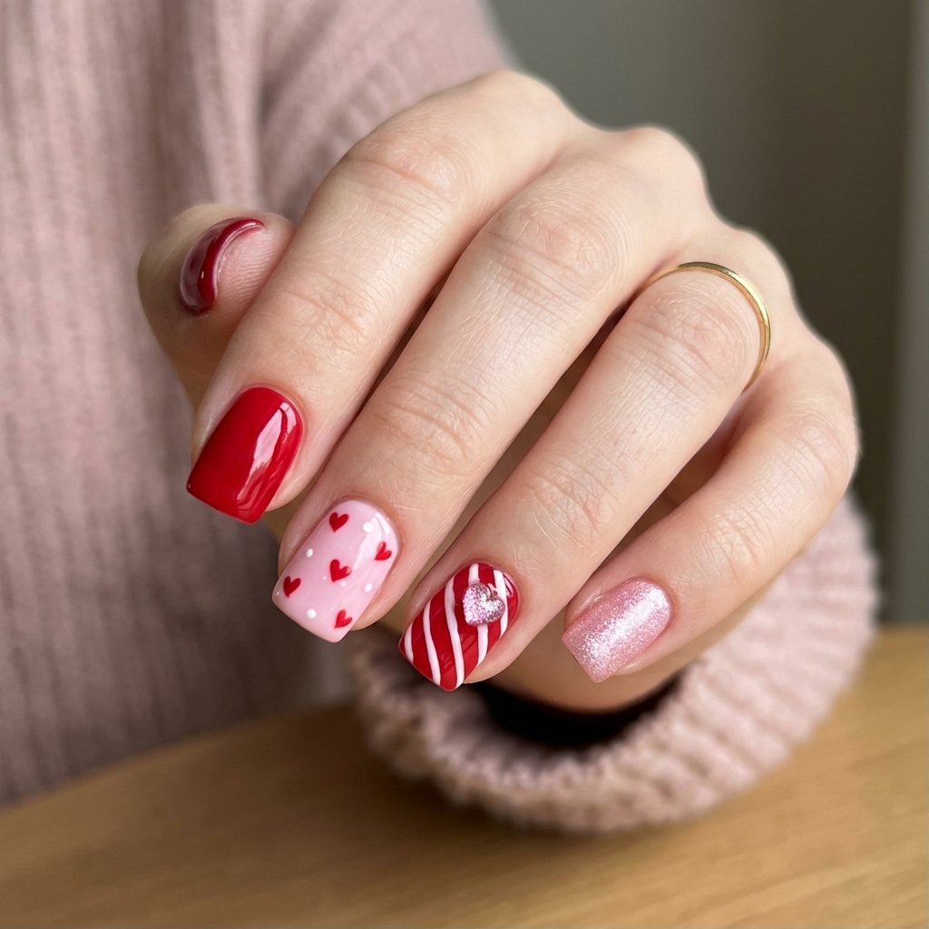 17 Short Duck Nail Ideas That'll Make You Ditch Your Old Nail Look Forever 16 Pink and Red Valentines