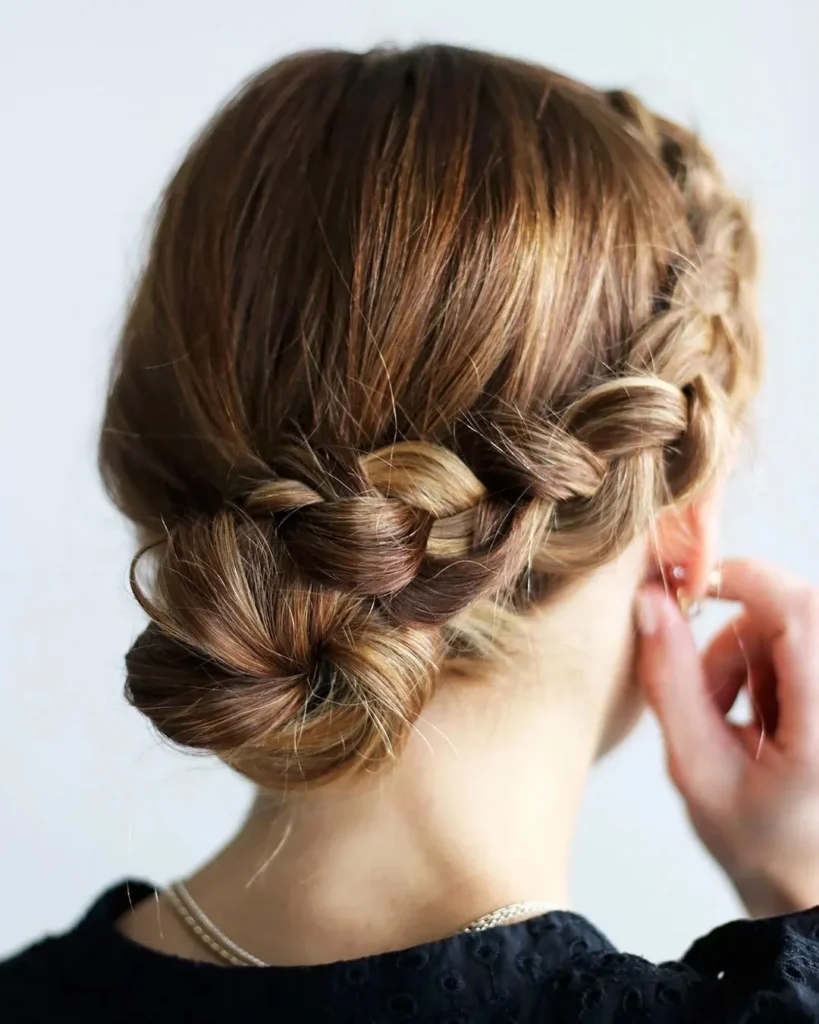 16 Easy Short Hair Updos That Look Fancy but Take Basically Zero Effort 15 Side Braid Into Mini Bun