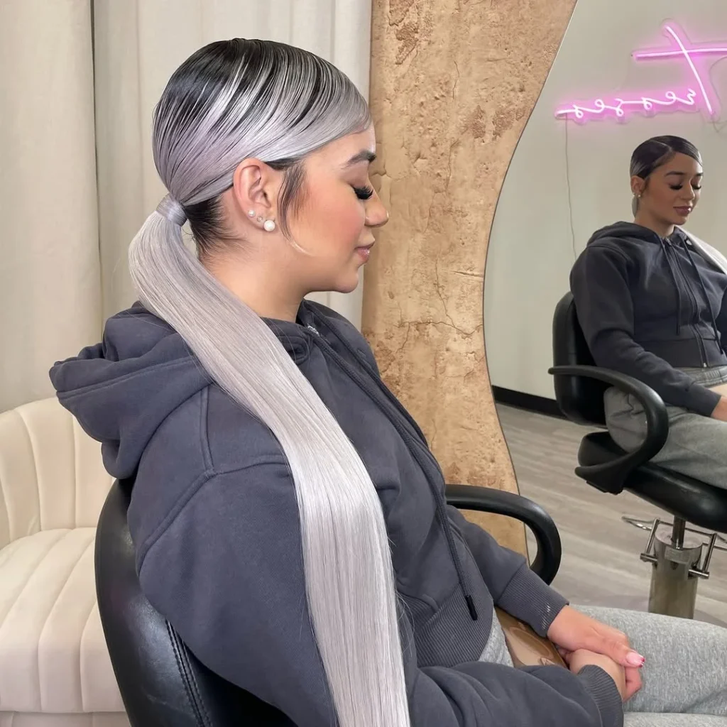 Side Part Low Ponytail