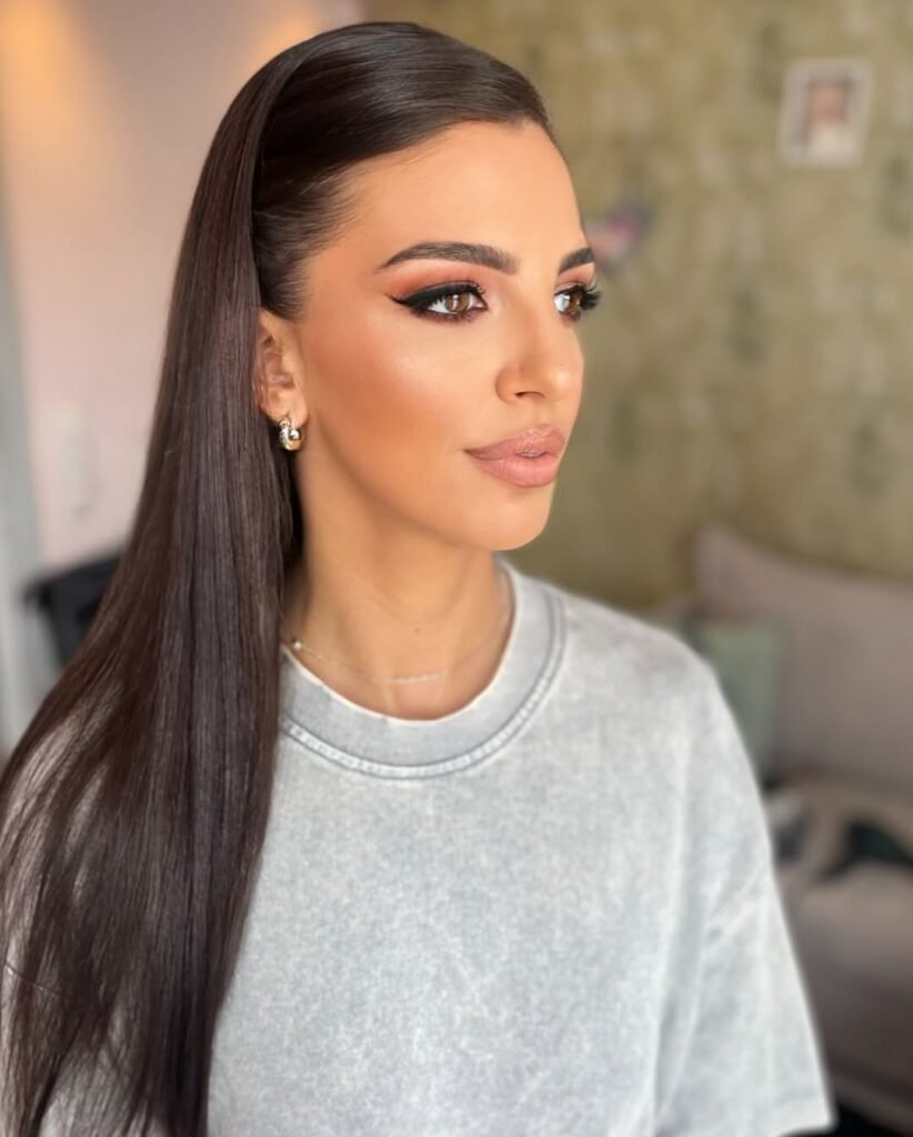 Sleek Straight Hair with Middle Part